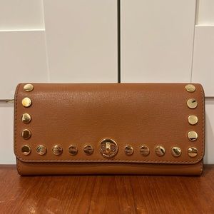 Michael Kors Brown Leather Gold Studded Wallet | Like New